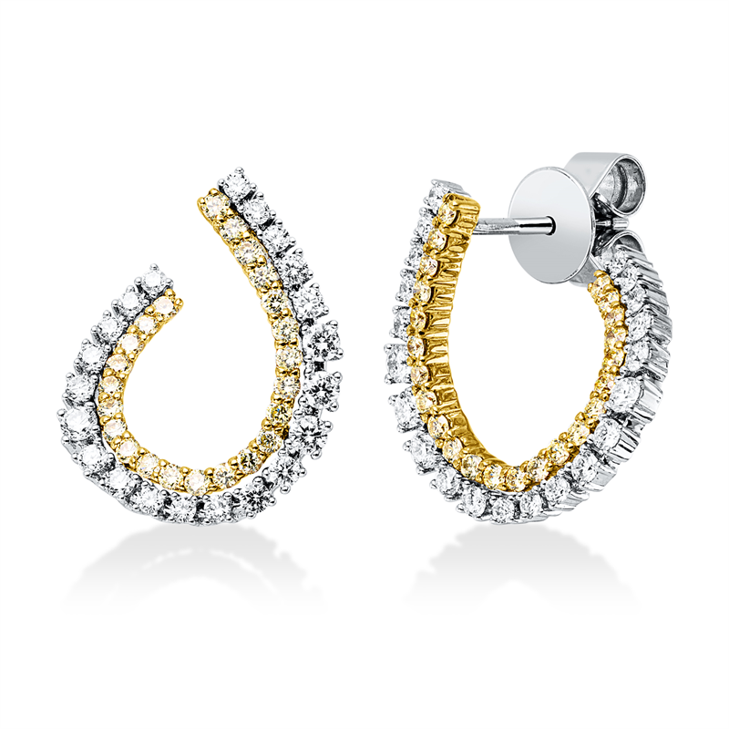 Ohrstecker 18 kt WG+GG, 42 Brill. 0,49 ct, TW-si, 46 Brill. 0,36 ct, gelb
