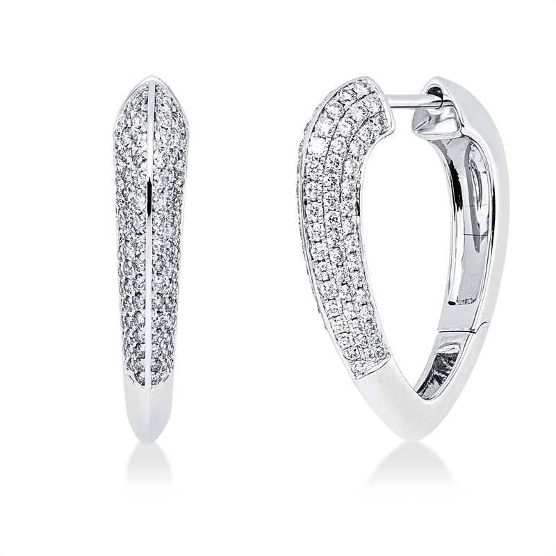 Creolen 18 kt WG, 192 Brill. 0,95 ct, TW-si