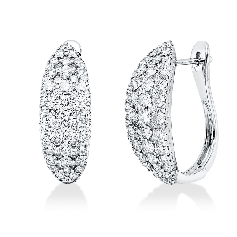 Creolen 18 kt WG, 35 Brill. 1,42 ct, TW-si, 95 Brill. 1,18 ct, TW-si