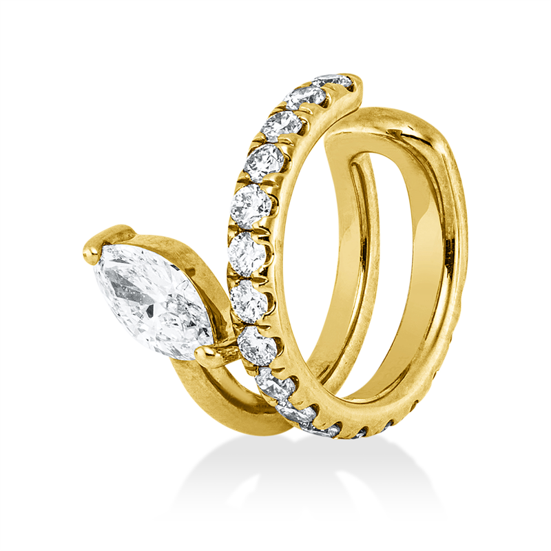 Ohrschmuck 18 kt GG, Ohrmanschette, 1 Nav. 0,23 ct, TW-vsi, 17 Brill. 0,27 ct, TW-vsi
