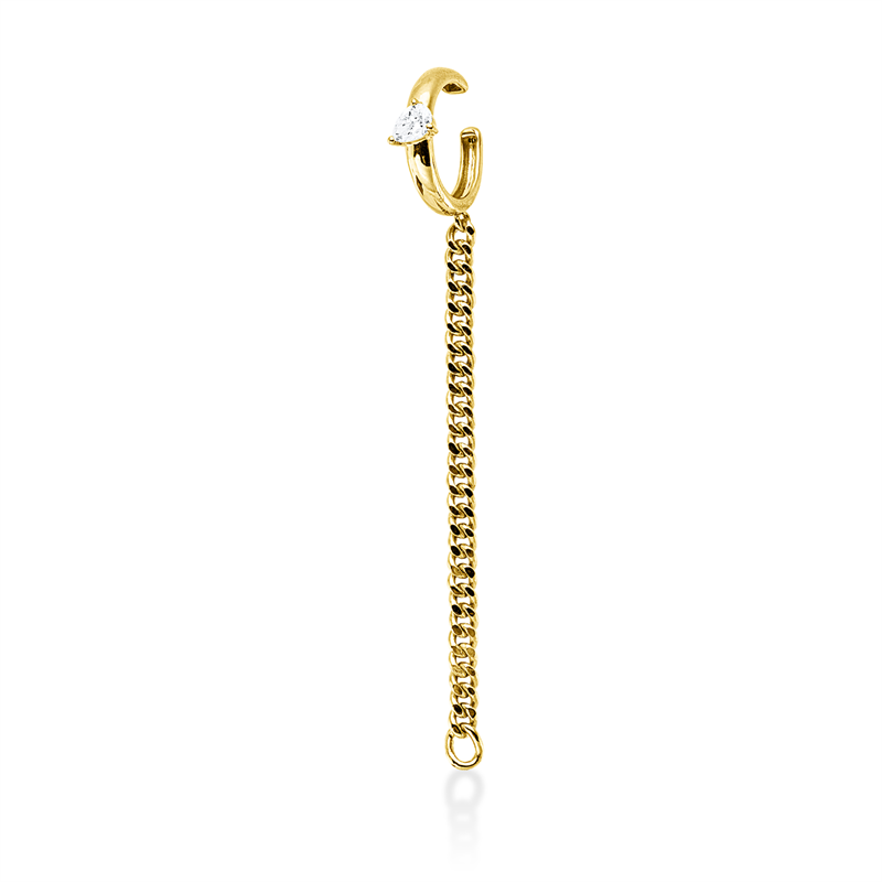 Ohrschmuck 18 kt GG, Ohrmanschette, 1 Tropfen 0,15 ct, TW-vsi