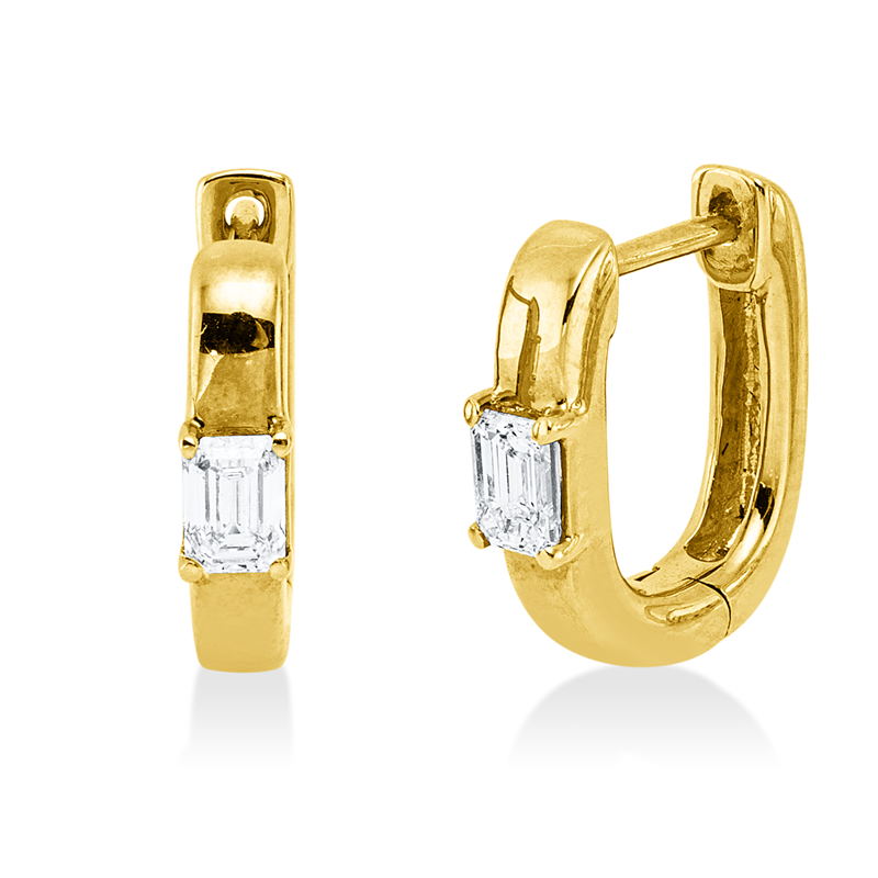 Creolen 18 kt GG, 2 Sm.schliff 0,36 ct, TW-vsi