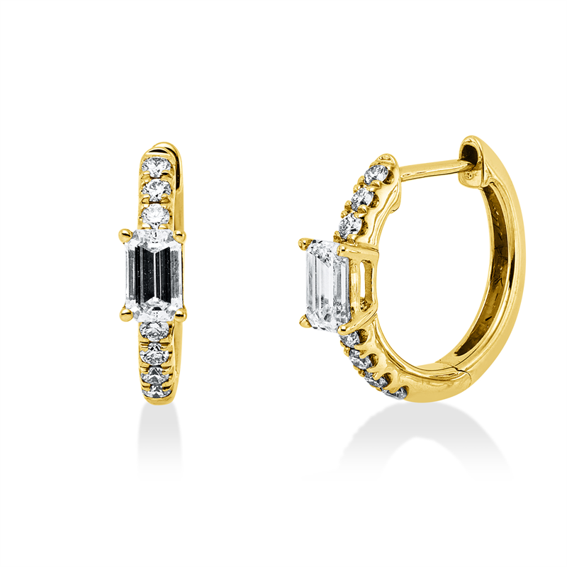 Creolen 18 kt RG, 2 Sm.schliff 0,42 ct, TW-vsi, 14 Brill. 0,12 ct, TW-vsi