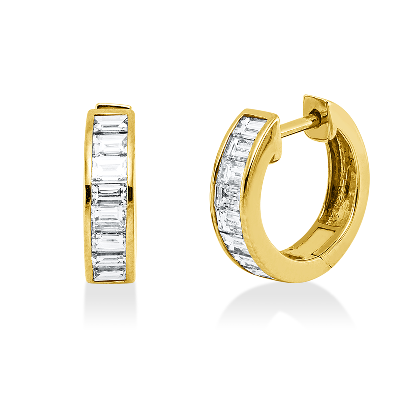 Creolen 18 kt GG, 16 Bag. 0,88 ct, TW-vsi