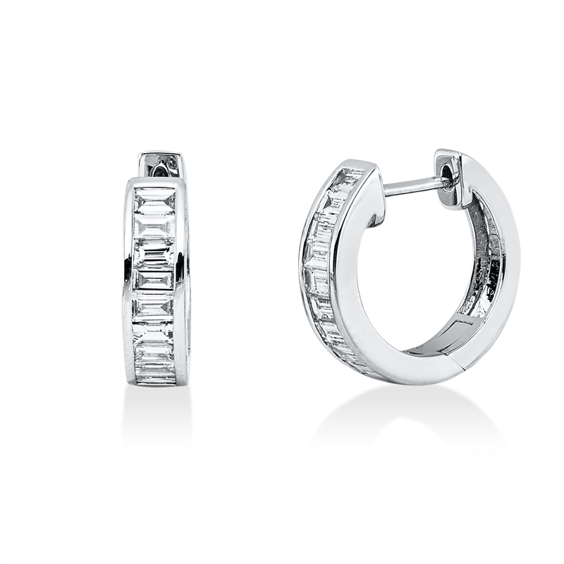 Ohrschmuck 18 kt WG, 18 Bag. 0,60 ct, TW-vsi