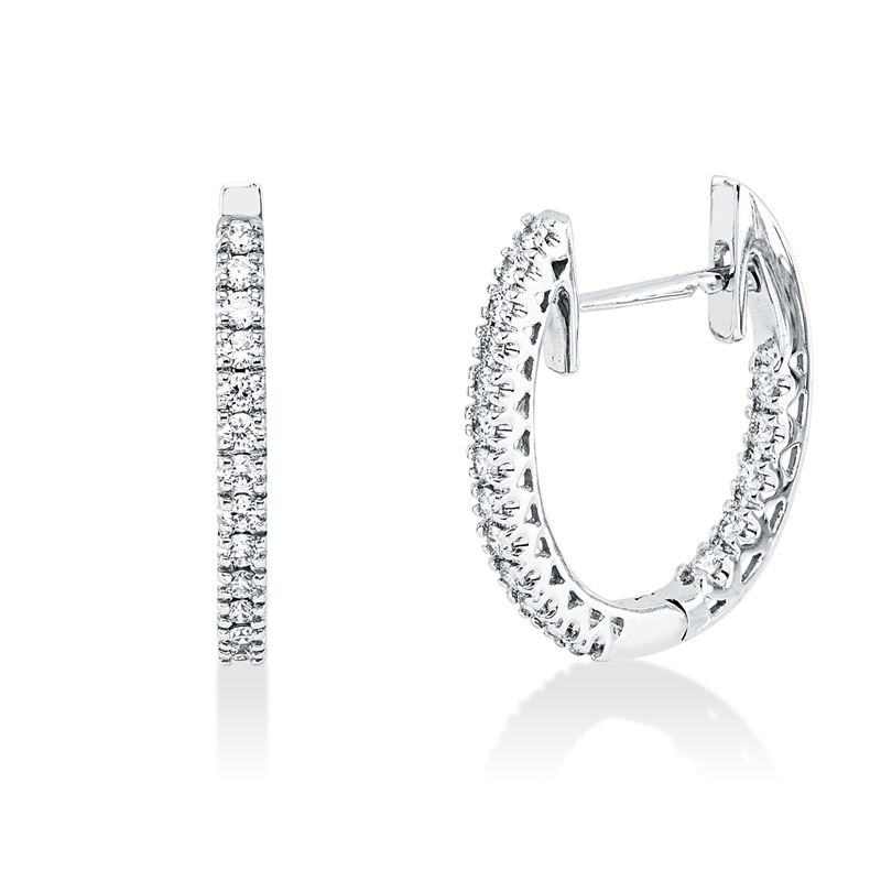 Creolen 18 kt WG, 36 Brill. 0,39 ct, TW-vsi