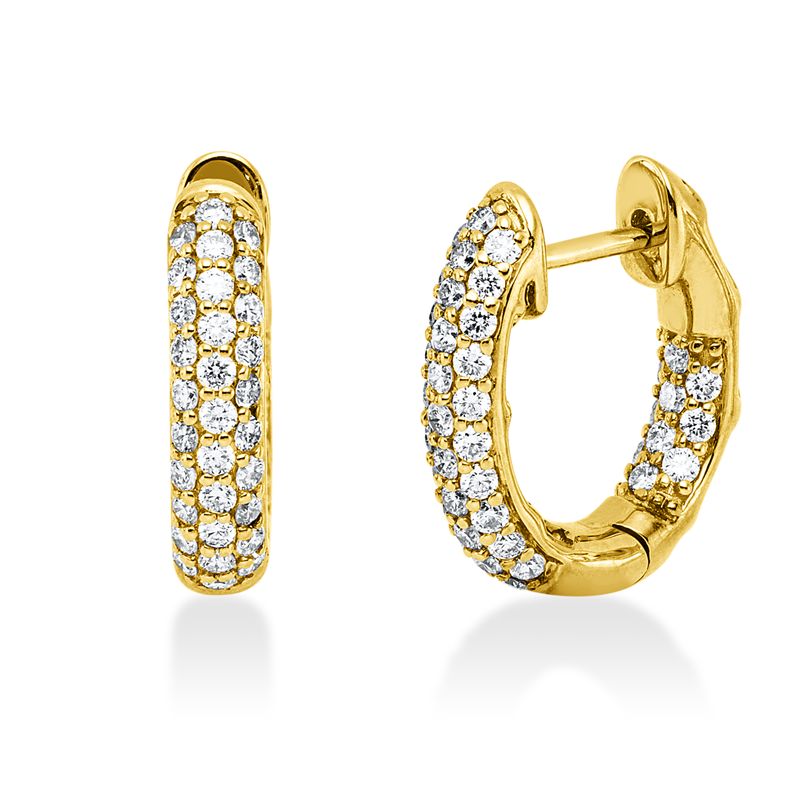 Creolen 18 kt GG, 82 Brill. 0,68 ct, TW-vsi