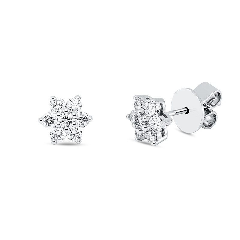 Ohrstecker 18 kt WG, 14 Brill. 0,48 ct, TW-vsi