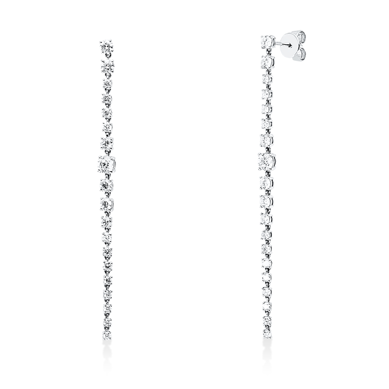 Ohrschmuck 18 kt WG, 2 Brill. 0,62 ct, TW-vsi, 36 Brill. 2,20 ct, TW-vsi