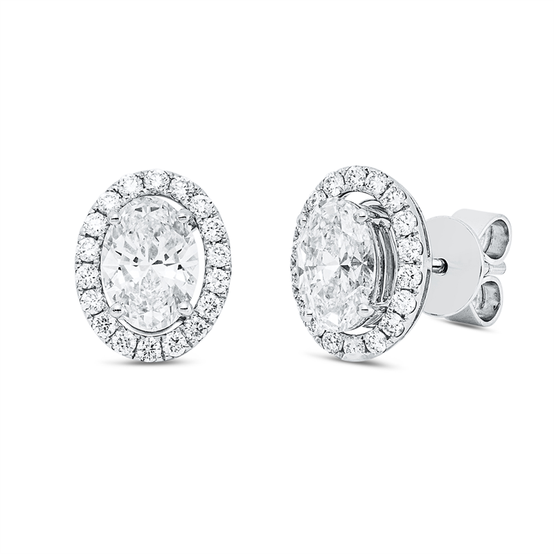 Ohrstecker 18 kt WG, GIA 2466426576, 6461586785, 2 Oval 1,40 ct, W-vvs, 36 Brill. 0,33 ct, F-vsi
