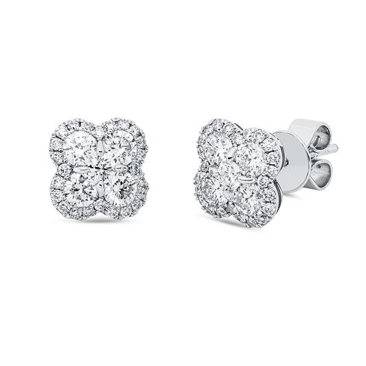 Ohrstecker 18 kt WG, 8 Brill. 0,87 ct, TW-si, 2 Brill. 0,12 ct, TW-si, 48 Brill. 0,24 ct, TW-si