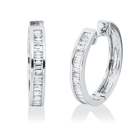 Creolen 18 kt WG, 41 Bag. 1,01 ct, TW-si