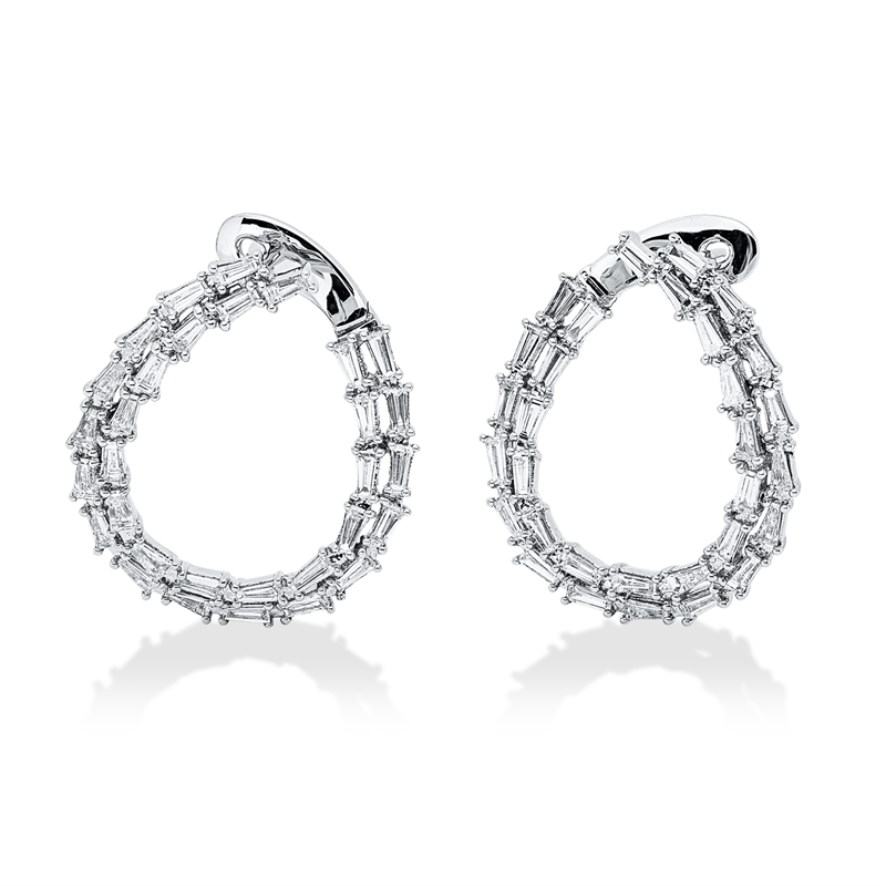 Ohrschmuck 18 kt WG, 62 Trap. 1,77 ct, TW-si