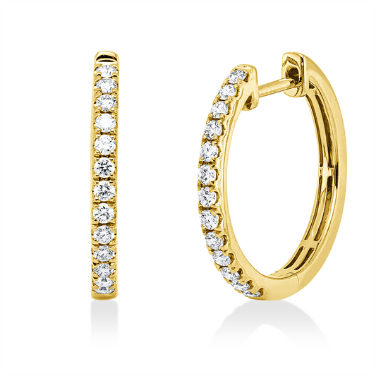 Creolen 18 kt GG, 26 Brill. 0,38 ct, TW-vsi/si