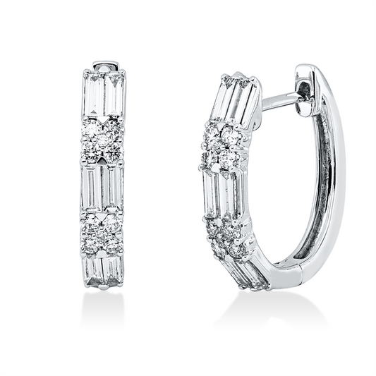 Creolen 18 kt WG, 20 Brill. 0,24 ct, TW-vsi/si, 12 Bag. 0,47 ct, TW-vsi/si