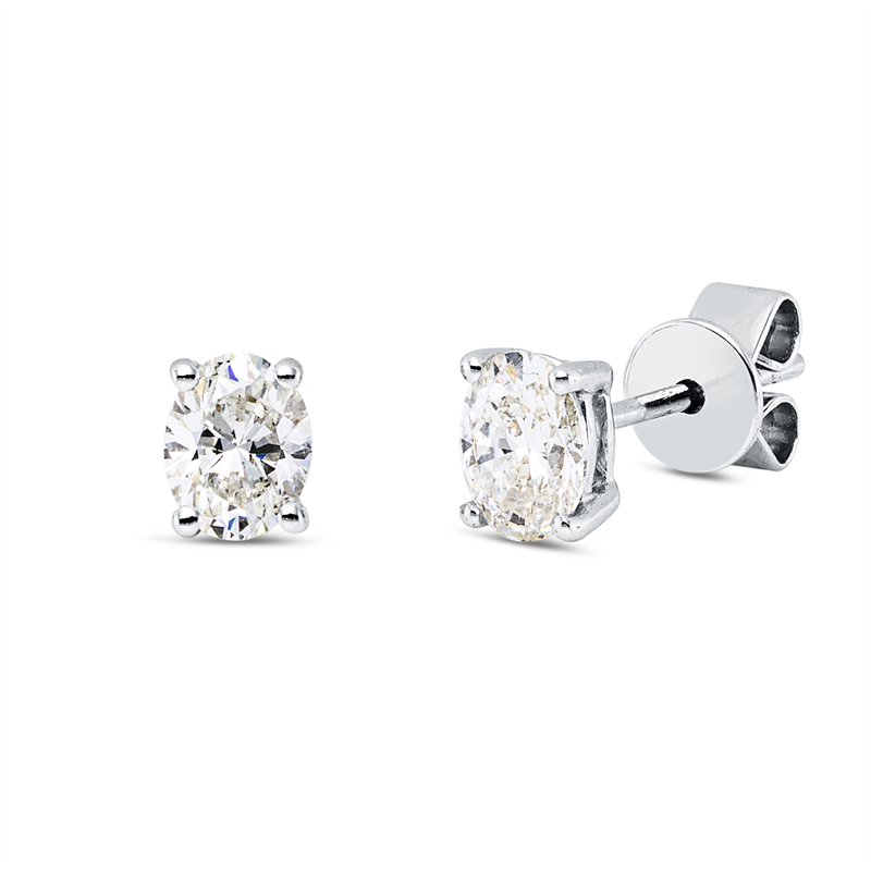 Ohrstecker 18 kt WG, 2 Oval 0,56 ct, TW-vsi/si