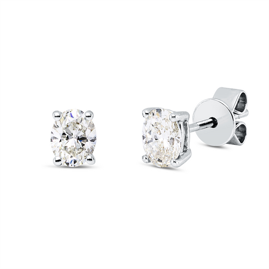 Ohrstecker 18 kt WG, 2 Oval 0,56 ct, TW-vsi/si
