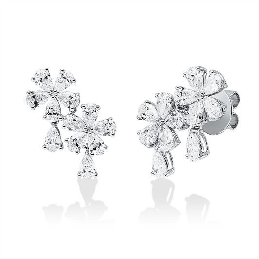 Ohrstecker 18 kt WG, 24 Tropfen 3,24 ct, TW-vsi/si