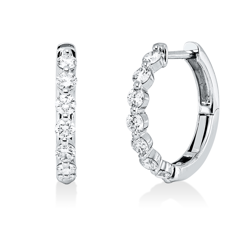 Creolen 18 kt WG, 14 Brill. 0,71 ct, TW-vsi/si