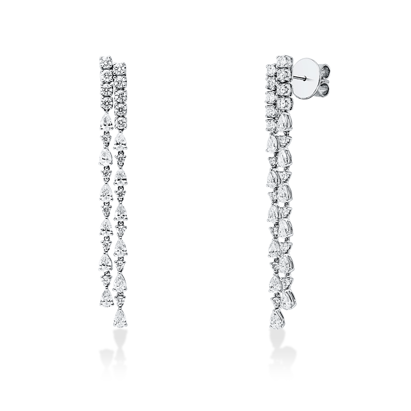 Ohrschmuck 18 kt WG, 24 Tropfen 1,76 ct, TW-vsi/si, 38 Brill. 1,01 ct, TW-vsi/si