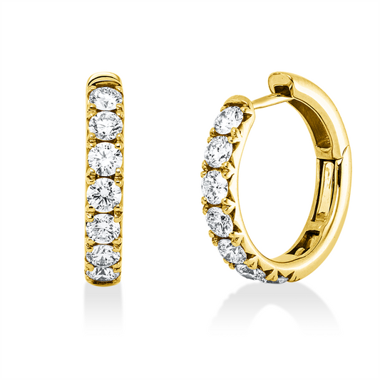 Creolen 18 kt GG, 14 Brill. 0,88 ct, TW-vsi/si