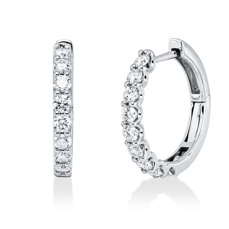 Creolen 18 kt WG, 18 Brill. 0,70 ct, TW-vsi/si