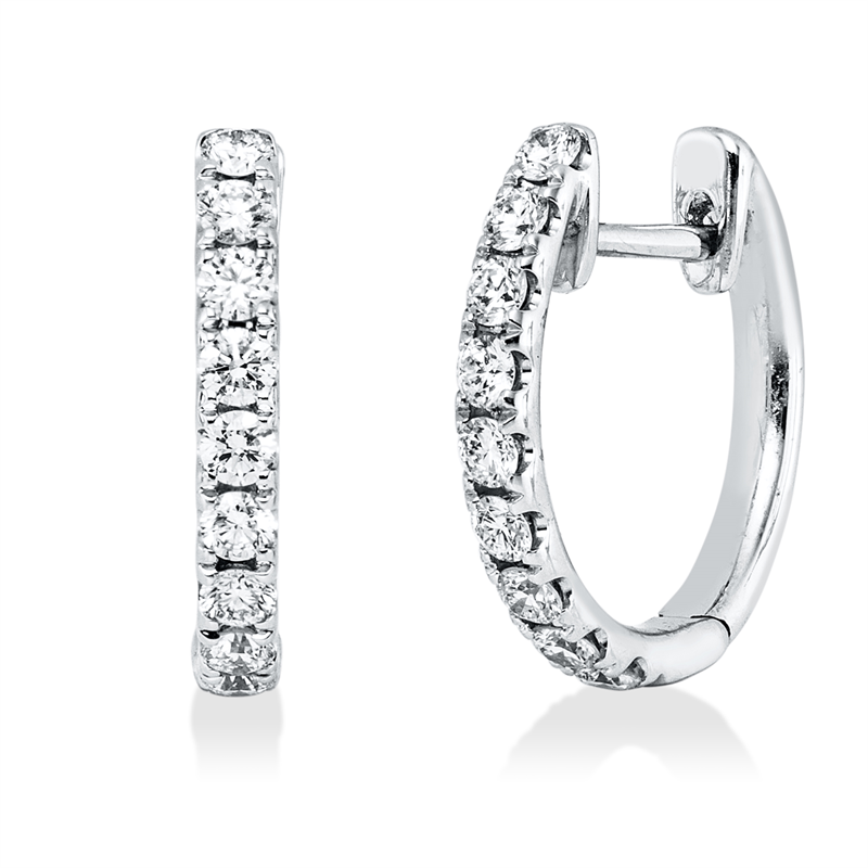 Creolen 18 kt WG, 18 Brill. 0,53 ct, TW-vsi/si