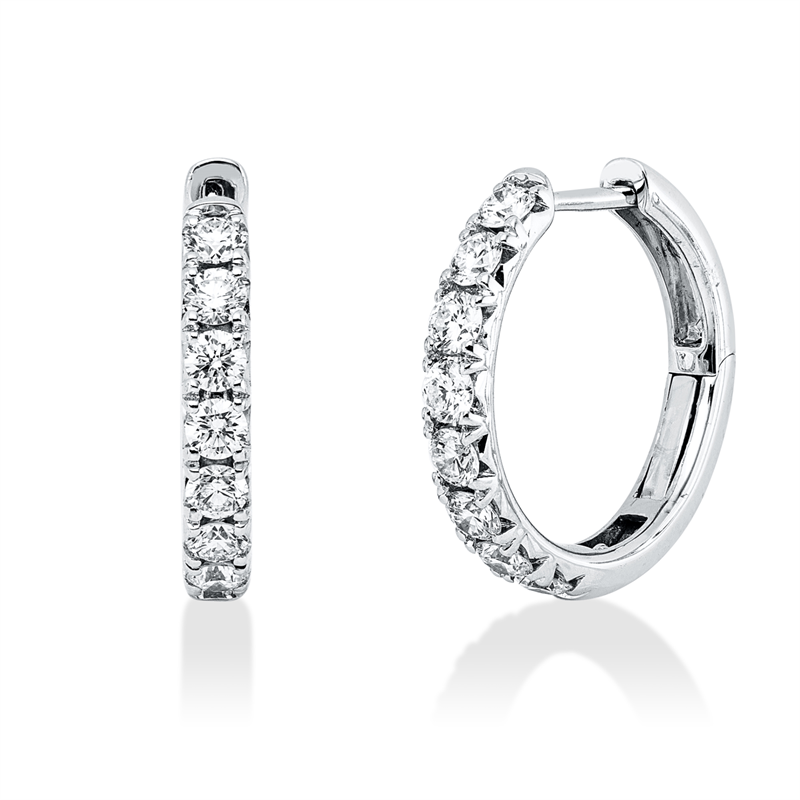 Creolen 18 kt WG, 16 Brill. 0,69 ct, TW-vsi/si