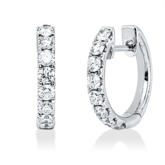 Creolen 18 kt WG, 16 Brill. 0,92 ct, TW-vsi/si