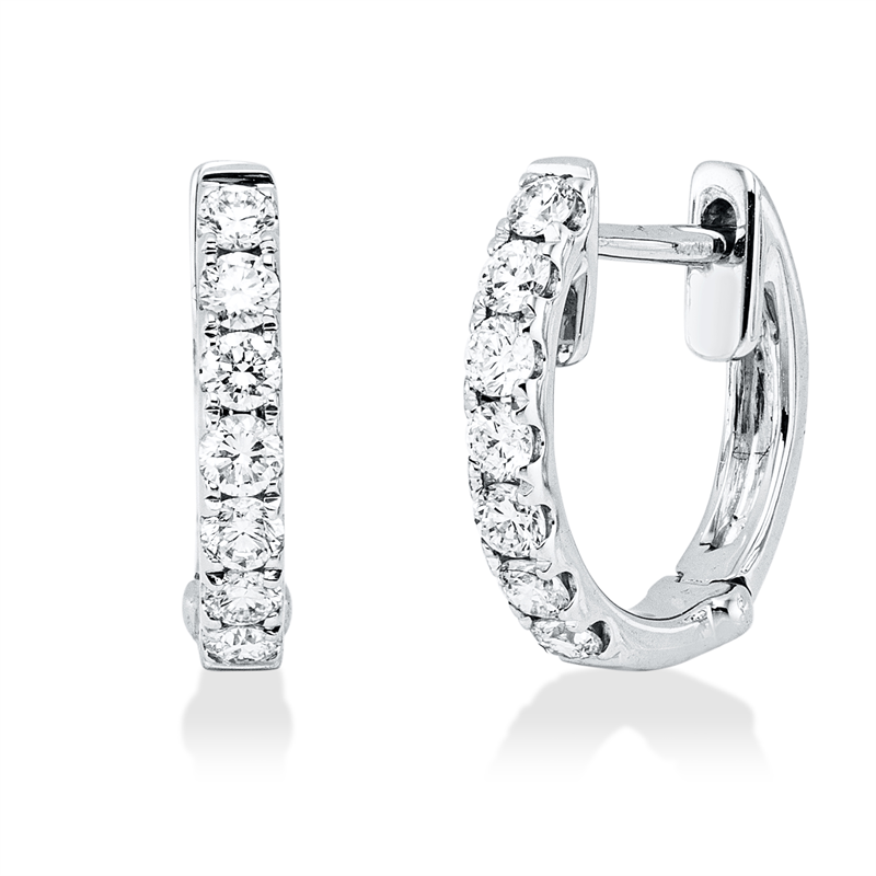 Creolen 18 kt WG, 14 Brill. 0,48 ct, TW-vsi/si