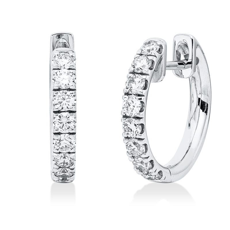 Creolen 18 kt WG, 16 Brill. 0,59 ct, W-si