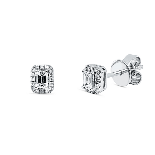 Ohrstecker 18 kt WG, 2 Sm.schliff 0,20 ct, TW-si, 32 Brill. 0,07 ct, TW-si