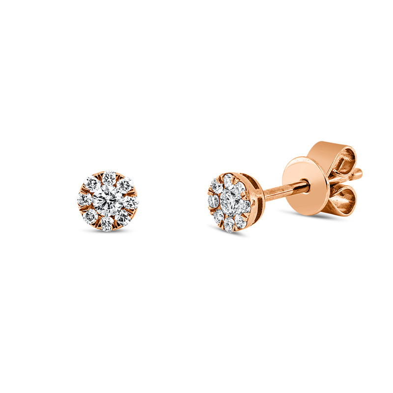 Ohrstecker 18 kt RG, 18 Brill. 0,14 ct, TW-si