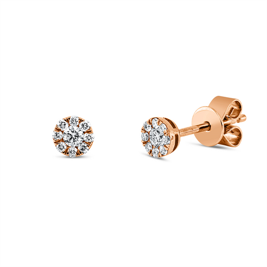 Ohrstecker 18 kt RG, 18 Brill. 0,14 ct, TW-si