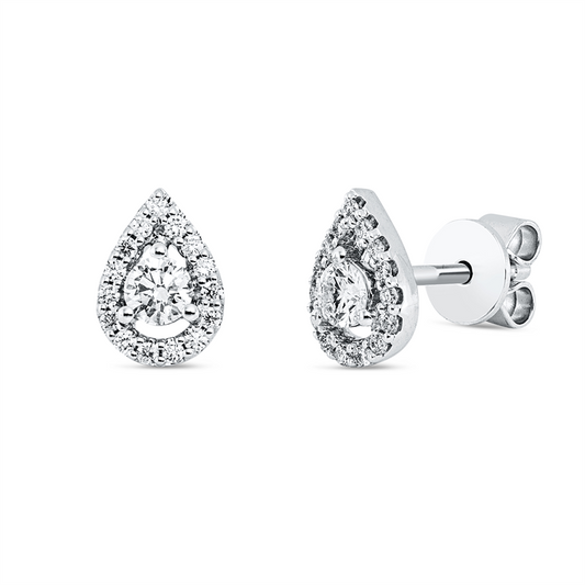 Ohrstecker 18 kt WG, 2 Brill. 0,22 ct, TW-si, 30 Brill. 0,14 ct, TW-si