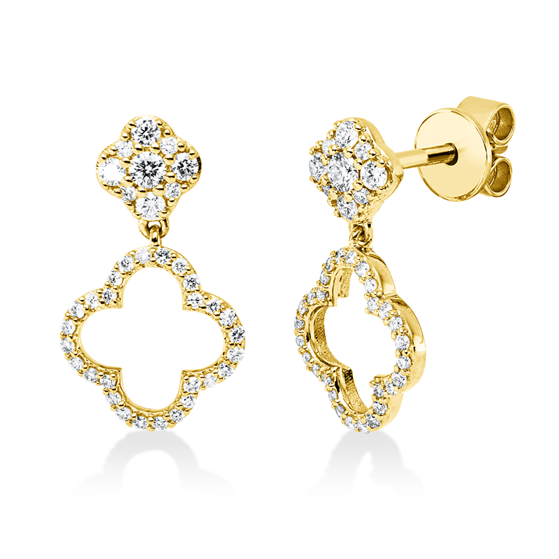 Ohrschmuck 18 kt GG, 10 Brill. 0,16 ct, TW-si, 64 Brill. 0,19 ct, TW-si
