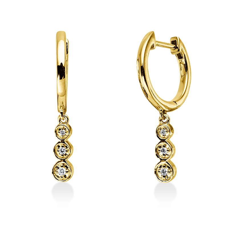 Ohrschmuck 18 kt GG, 4 Brill. 0,03 ct, TW-si, 2 Brill. 0,01 ct, TW-si