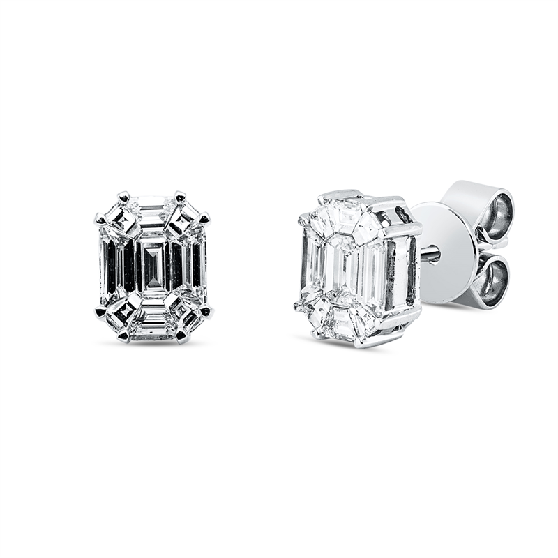 ABVERKAUF Ohrstecker 18 kt WG, 18 Fant-Schl. 0,84 ct, TW-vsi