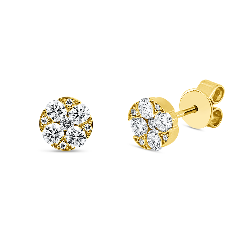 Ohrstecker 18 kt GG, 10 Brill. 0,57 ct, TW-si, 8 Brill. 0,02 ct, TW-si