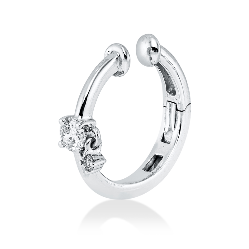 Ohrmansch. 18 kt WG, Einzelstück, 1 Brill. 0,10 ct, TW-pi, 1 Brill. 0,02 ct, TW-pi