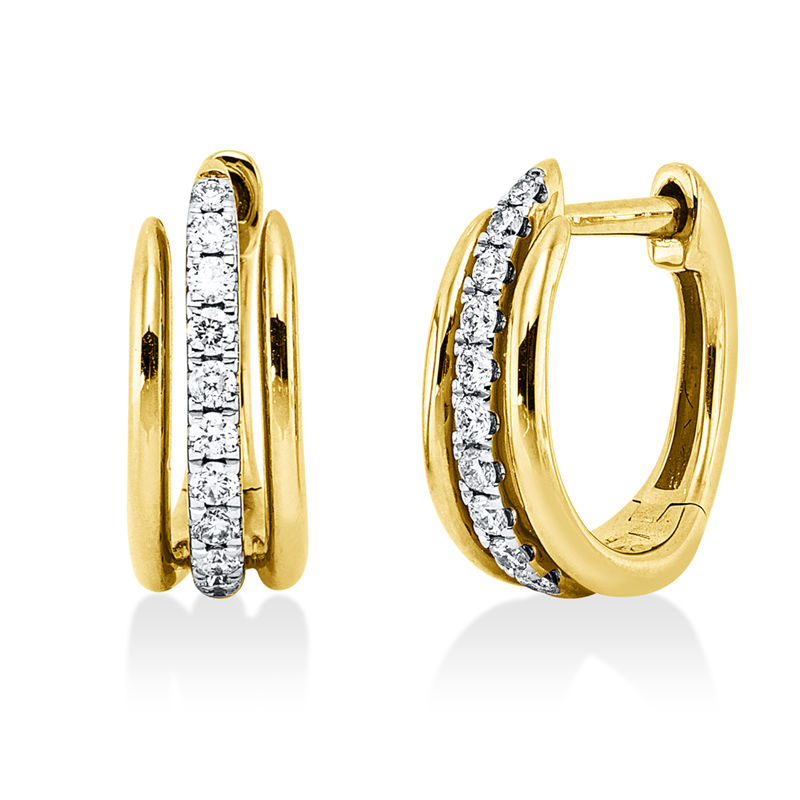 Creolen 18 kt GG+WG, 20 Brill. 0,19 ct, TW-si