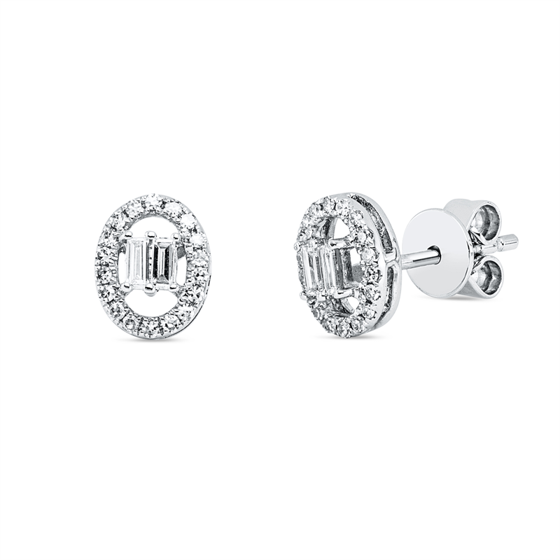 Ohrstecker 14 kt WG, 4 Bag. 0,09 ct, TW-si, 36 Dia. 0,10 ct, TW-si