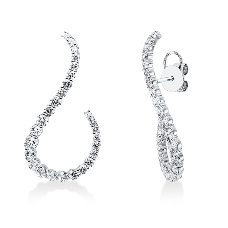 Ohrstecker 18 kt WG, 54 Brill. 2,76 ct, TW-si