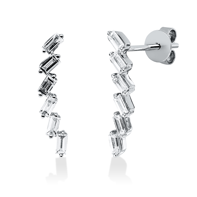 Ohrstecker 18 kt WG, 12 Bag. 0,43 ct, TW-si