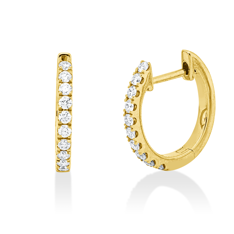 Creolen 18 kt GG, 20 Brill. 0,24 ct, TW-si