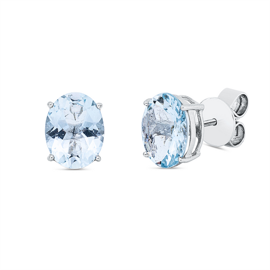 Ohrstecker 18 kt WG, 2 Aquamarin 2,65 ct blau