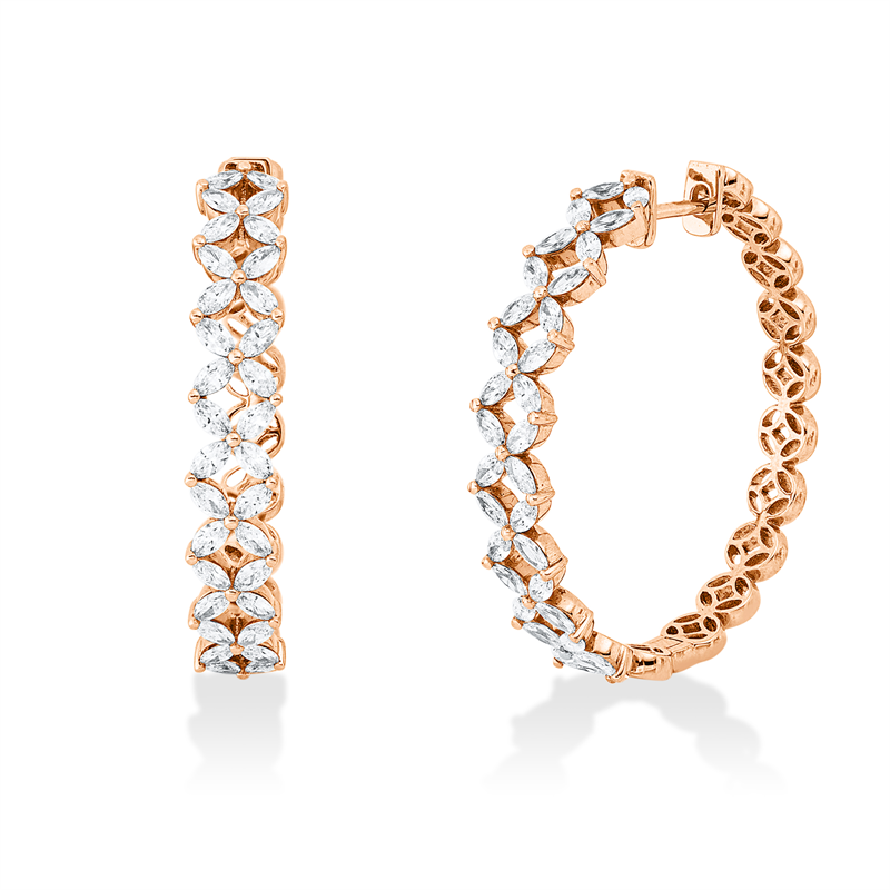 Creolen 18 kt RG, 64 Nav. 1,72 ct, TW-si