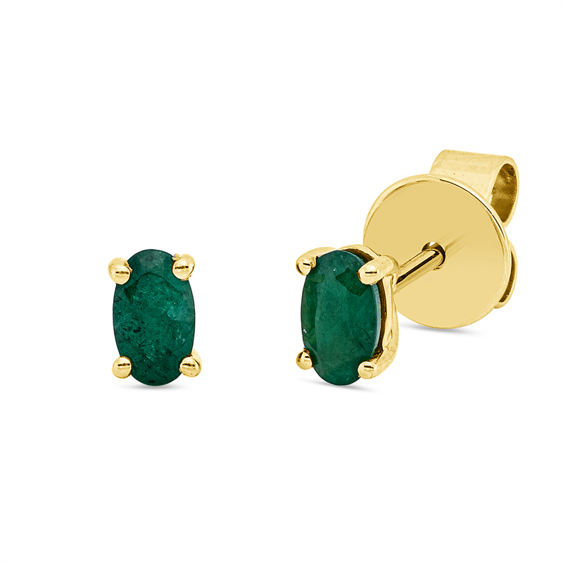 Ohrstecker 18 kt GG, 2 Smaragde 0,46 ct grün