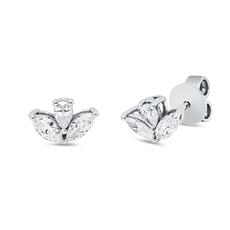 Ohrstecker 18 kt WG, 2 Tropfen 0,24 ct, F-vsi/si, 4 Nav. 0,40 ct, F-vsi/si