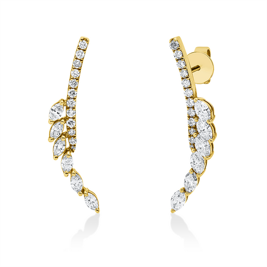 Ohrstecker 18 kt GG, 20 Brill. 0,31 ct, F-si, 12 Nav. 0,86 ct, F-si, 4 Brill. 0,02 ct, F-si